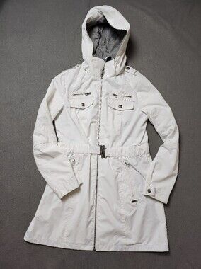 Miss Sixty White Hooded Trench Coat